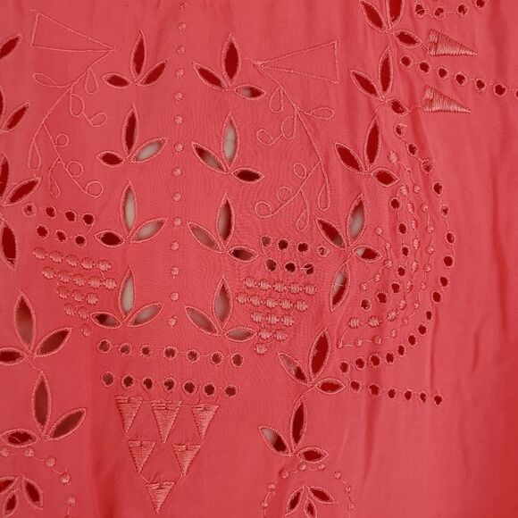 Everly coral laser cutout short sleeve shirt blous - Picture 3 of 6